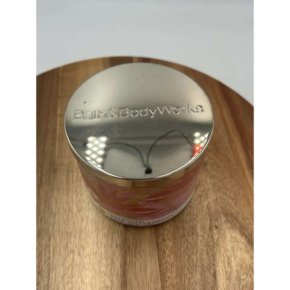 Bath & Body Works Pink Watermelon 3-Wick Candle Large 14.5 oz Scented Summer New